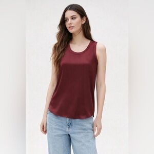 Lafayette 148 New York Petite Silk Sleeveless Top – Burgundy – Size 6P NWT $228